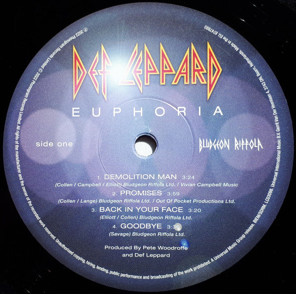 Image of Label Cover of 2xLP - VG+/VG - DEF LEPPARD, Euphoria (UMC; 6731384, Europe 2022, Gatefold), Strong VG,  - 3926273E