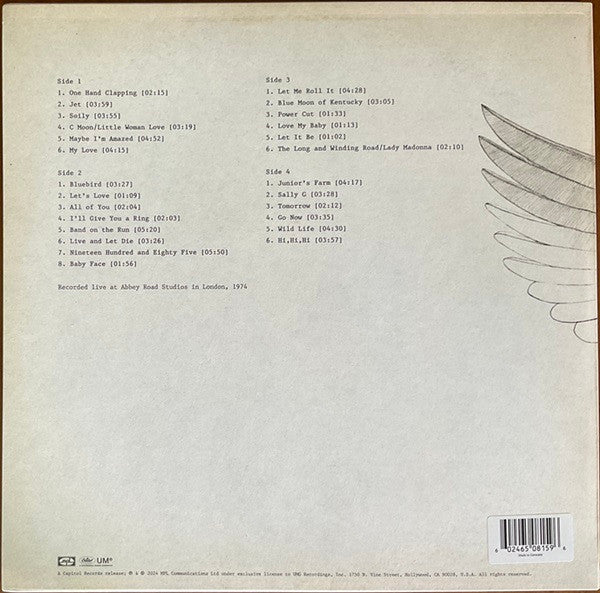 Image of Back Cover of 2xLP - EX/EX - PAUL MCCARTNEY & WINGS, One Hand Clapping (MPL; 602465081596, Worldwide 2024, 2 Inners & Booket), ,  - 3926275E