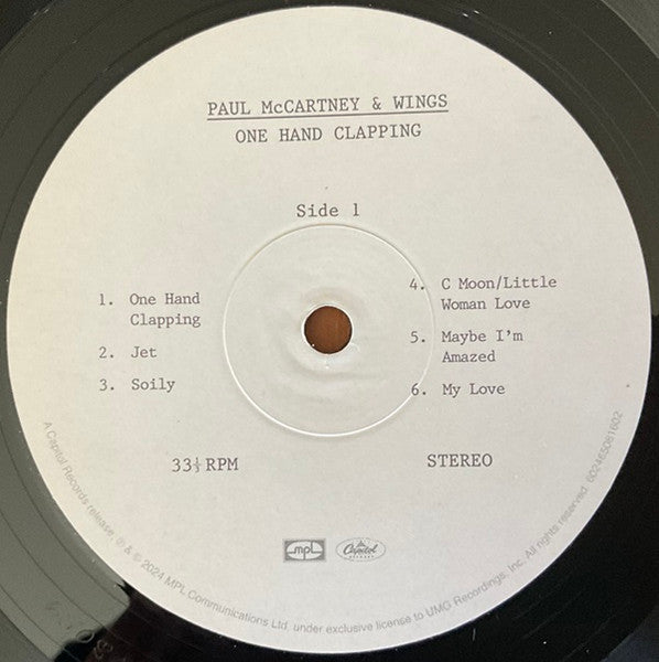 Image of Label Cover of 2xLP - EX/EX - PAUL MCCARTNEY & WINGS, One Hand Clapping (MPL; 602465081596, Worldwide 2024, 2 Inners & Booket), ,  - 3926275E