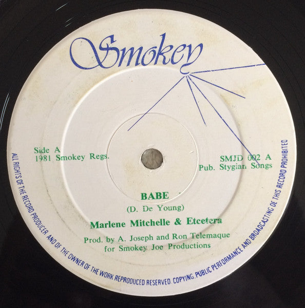 Image of Front Cover of 12" - /VG+ - MARLENE MITCHELLE & ETCETERA, Babe (Smokey; SMJD 002, UK 1981), ,  - 3946335S