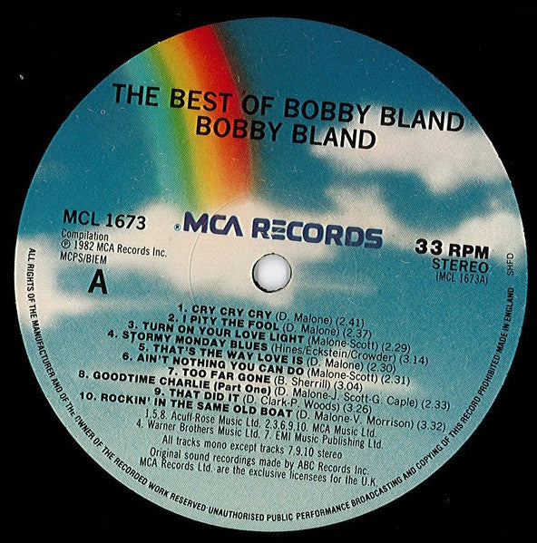 Image of Label Cover of LP - VG/G+ - BOBBY BLAND, The Best Of Bobby Bland (MCA Records; MCL 1673, UK 1982), Ripped sticker on front of sleeve,  - 3916304C