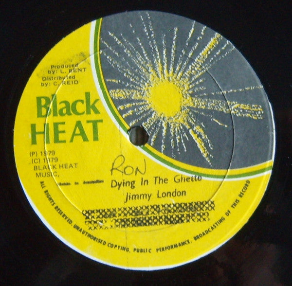Image of Front Cover of 12" - /G+ - JIMMY LONDON, Dying In The Ghetto (Black Heat; , Jamaica 1979), Lots of light marks, sounds solid VG or better. Clean labels.,  - 3916363C