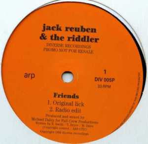 Image of Front Cover of 12" - /VG - JACK REUBEN & THE RIDDLER, Friends (Diverse Recordings; DIV 005P, US 1994), Strong VG,  - 3926187E
