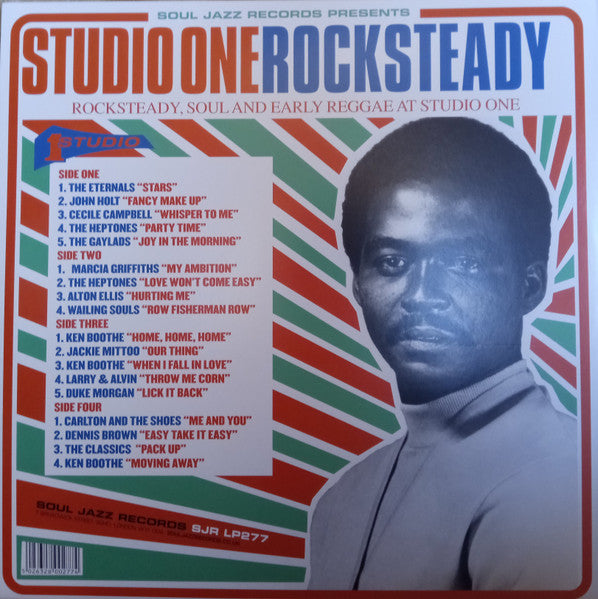 Image of Back Cover of 2xLP - VG+/G+ - VARIOUS, Studio One Rocksteady (Rocksteady, Soul And Early Reggae At Studio One) (Soul Jazz Records; SJR LP277, UK 2014, Single Sleeve, 2 Inners), Some notable marks on side four. Shrink-wrap,  - 3916307C