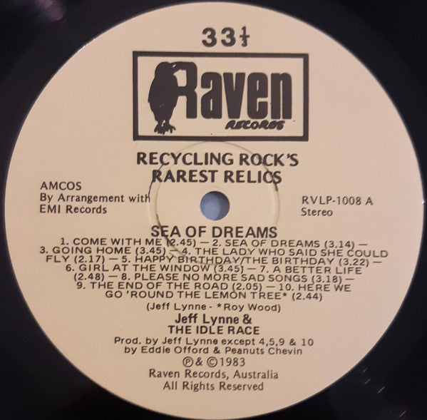 Image of Label Cover of LP - VG/VG+ - JEFF LYNNE & THE IDLE RACE, Sea Of Dreams (Raven Records; RVLP - 1008, Australia 1983), ,  - 3926314E