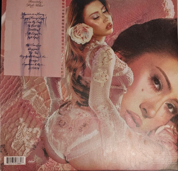 Image of Back Cover of LP - VG/EX - KALI UCHIS, Sincerely, (Capitol Records; 7543884, Worldwide 2025, Hype Stickered Gatefold , Inner, No Envelope, Pink Vinyl), Seam split to bottom edge of inner and sleeve. ,  - 3946365S