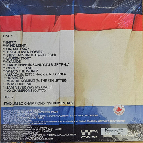 Image of Back Cover of 2xLP - VG+/VG+ - RAZ FRESCO, FUTUREWAVE, Stadium Lo Champions (WavGodMusic; none, Canada 2025, Deluxe Edition), A few light marks on records. Shrink-wrap on sleeve,  - 3916374C