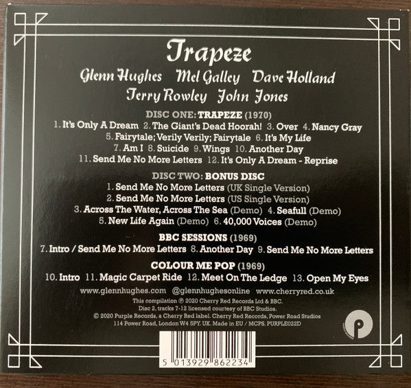 Image of Back Cover of 2xCD - VG+/VG+ - TRAPEZE, Trapeze (Purple Records; PURPLE022D, UK 2020, Digipak), ,  - 3956002S
