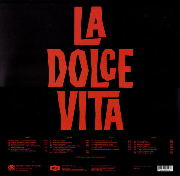 Image of Back Cover of 2xLP - EX/EX - NINO ROTA, Fellini's La Dolce Vita (Cam Sugar; CSHC04, Italy 2022), Opened Instore,  - 3946350S