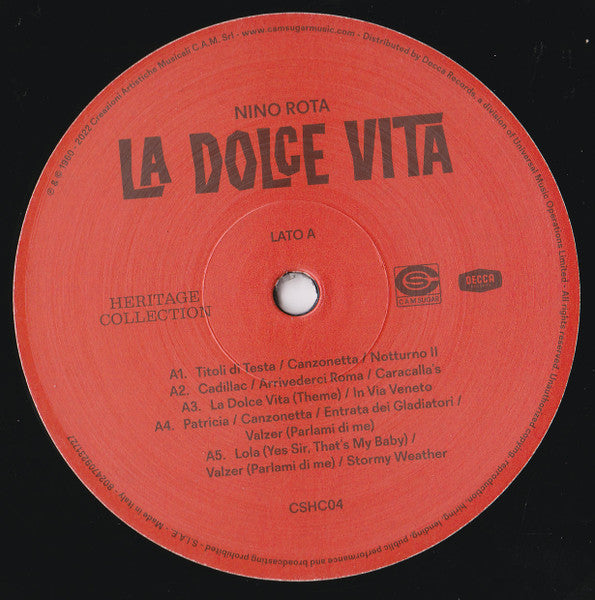 Image of Label Cover of 2xLP - EX/EX - NINO ROTA, Fellini's La Dolce Vita (Cam Sugar; CSHC04, Italy 2022), Opened Instore,  - 3946350S