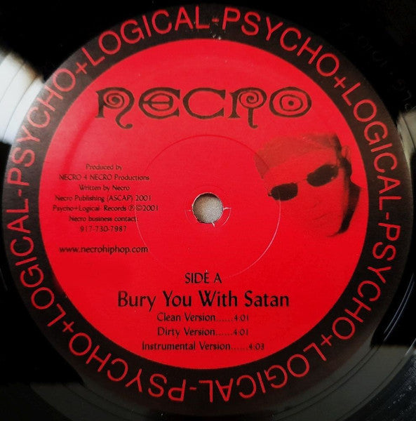 Image of Label Cover of 12" - VG/G+ - NECRO, Bury You With Satan / World Gone Mad (Psycho+Logical-Records; PLR-0009, US 2001, Picture Sleeve), ,  - 3916377C