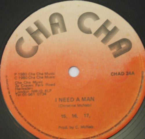 Image of Front Cover of 12" - /G - 15, 16, 17 / OVERNIGHT PLAYERS, I Need A Man / Next Cut (Cha Cha; CHAD 24, UK 1980), Covered in marks and scuffs, plays above grade, enjoyable. SWOL on side B.,  - 3916393C