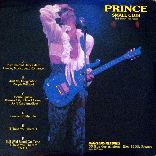 Image of Back Cover of 3xLP - VG/VG - PRINCE, Small Club - 2nd Show That Night (Martens Records; RINCE 1, France 1988, Unofficial), ,  - 3926334E