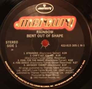 Image of Label Cover of LP - VG/VG - RAINBOW, Bent Out Of Shape (Mercury; 422-815 305-1 M-1, US 1983, Inner), Strong VG.  Ring wear. ,  - 3926358E