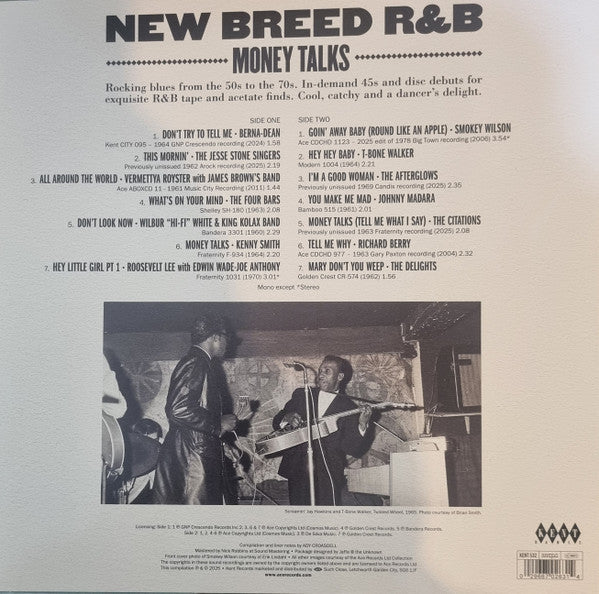 Image of Back Cover of LP - VG+/VG - VARIOUS, New Breed R&B - Money Talks (Kent Dance; KENT 532, UK 2025, Inner), Light marks only,  - 3916406C