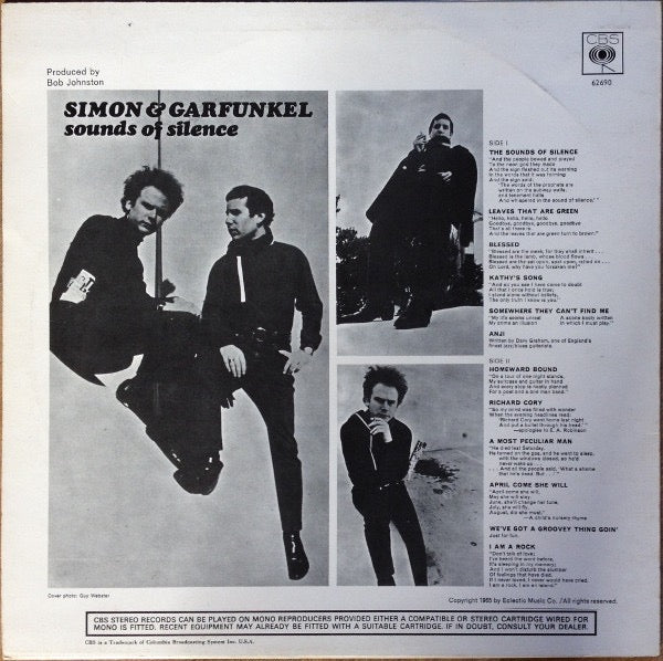 Image of Back Cover of LP - VG/VG - SIMON & GARFUNKEL, Sounds Of Silence (CBS Orange Labels With Two Small Pressing Rings On A Side ; 62690, UK 1971 Reissue), A few light hairlines, Good gloss to disc, Name on rear sleeve,  - 3916353C