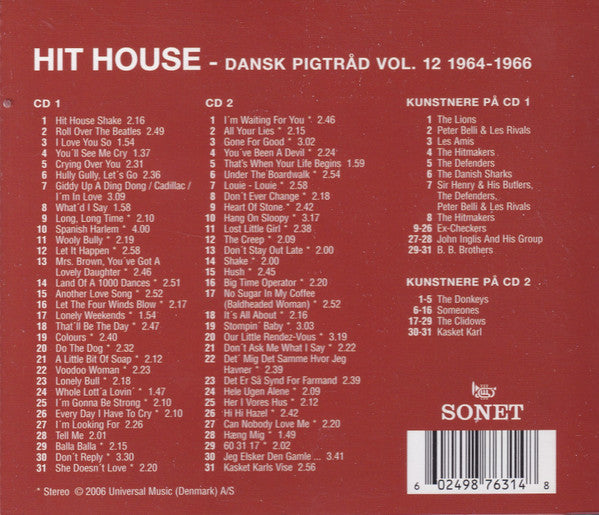 Image of Label Cover of 2xCDs - VG+/VG+ - VARIOUS, Hit House 1964-1966 (Sonet; 987 631 4, Denmark 2006), ,  - 3956224S
