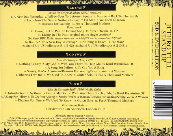Image of Back Cover of 3xCD - VG+/EX - JETHRO TULL, Stand Up (Chrysalis; 5099963124828, Europe 2010, Digipak), ,  - 3956230S