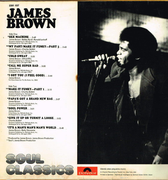 Image of Back Cover of LP - VG+/VG - JAMES BROWN, James Brown Soul Classics (Polydor Red Label; 2391 037, Germany 1972, Laminated Sleeve), ,  - 3926371E