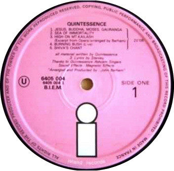 Image of Label Cover of LP - G+/VG - QUINTESSENCE, Quintessence (Island Records; 6405 004, France 1970, Laminated Tri-Fold Sleeve), Hairlines. Very slight warp. Tear to fold out sleeve, edge wear, seam splits at all corners, laminate creasing.,  - 3926343E