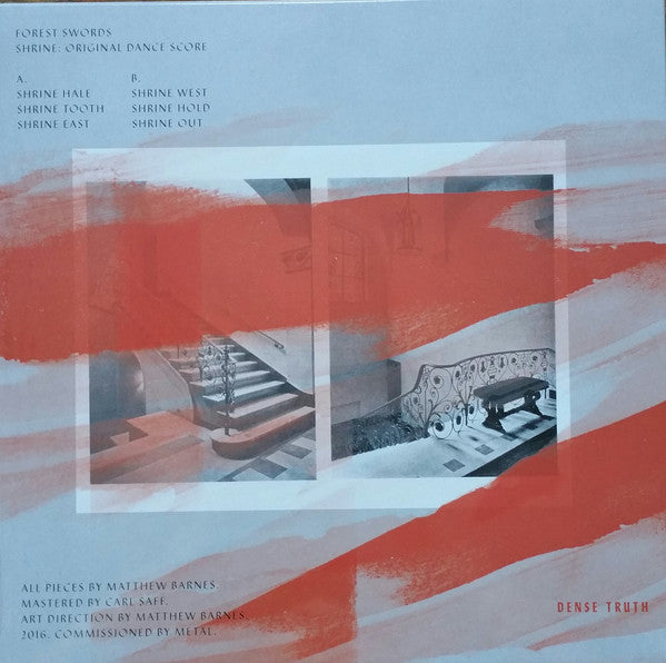 Image of Back Cover of LP - VG/VG+ - FOREST SWORDS, Shrine: Original Dance Score (Dense Truth; TJRUTH002, UK 2016, Picture Sleeve, Insert, Limited Edition, Blue Vinyl.), Noticeable crease to sleeve top left.,  - 3926304E