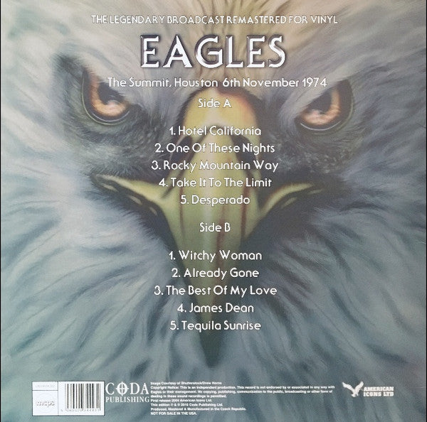 Image of Back Cover of LP - VG+/VG+ - EAGLES, Hotel California In Concert (Coda Publishing; CPLVNYDC202, Europe 2016, Unofficial. Yellow vinyl. ), ,  - 3926381E