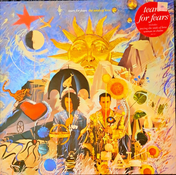 Image of Front Cover of LP - VG+/G+ - TEARS FOR FEARS, The Seeds Of Love (Fontana Blue & Gold Labels; 838 730-1, UK 1989, Hype Stickered Sleeve, Inner With Thumb Cut & Company Insert), Hairline marks, Crisp & clean sleeve, Some patches of staining to inner,  - 3916472C