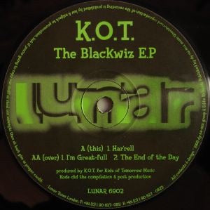 Image of Front Cover of 12" - VG/G+ - K.O.T., The Blackwiz E.P (Lunar Tunes; LUNA 6902, UK 1998, Stickered Plain Sleeve), Light marks and mottling, plays VG.,  - 3916510C