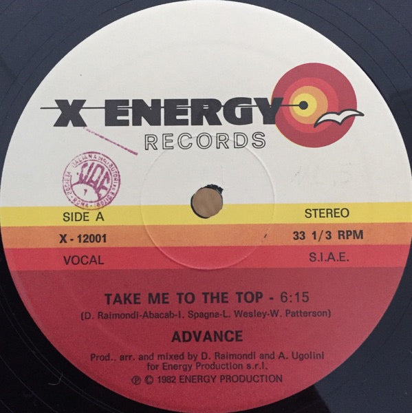Image of Front Cover of 12" - /VG - ADVANCE, Take Me To The Top (X-Energy Records; X - 12001, Italy 1982, Plain Sleeve), Light marks only,  - 3916504C