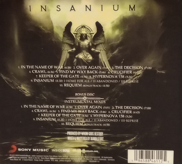 Image of Back Cover of 2xCD - VG+/VG+ - WHOM GODS DESTROY, Insanium (Inside Out Music; IOM701, Europe 2024, Book Sleeve), ,  - 3936217E