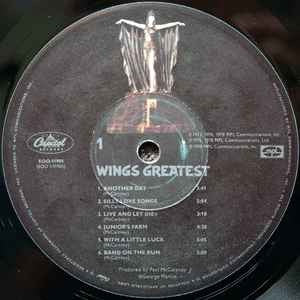 Image of Label Cover of LP - VG/VG - WINGS, Wings Greatest (Capitol Records; SOO-11905, US 1978, Poster), ,  - 3926406E