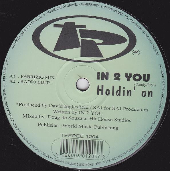 Image of Front Cover of 12" - /G+ - IN 2 YOU, Holdin' On (Test Pressing Records; TEEPEE 1204, UK 1995), ,  - 3946411S