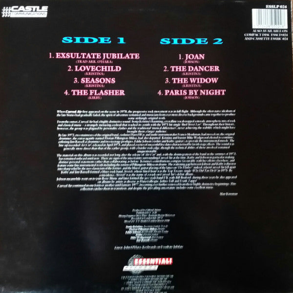 Image of Back Cover of LP - VG/VG+ - CURVED AIR, Lovechild (Essential! Records; ESSLP 024, UK 1990, Album recorded in London July 1973), A few light hairlines only. Edge and ring wear, laminate damage, creasing.,  - 3946447S
