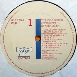 Image of Label Cover of LP - VG/VG+ - THE STYLE COUNCIL, Confessions Of A Pop Group (Polydor; 835 785-1, Canada 1988, Insert), Hole punched through sleeve + inners. With merch insert,  - 3926413E