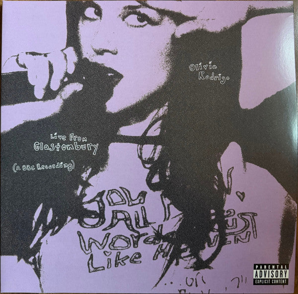 Image of Front Cover of 2xLP - EX/EX - OLIVIA RODRIGO, Live From Glastonbury (A BBC Recording) (Geffen Records; 00602488007368, Europe 2025, Gatefold, 2 Die Cut Inners, Light Blue Vinyl & Cobalt Vinyl, feat Robert Smith of The Cure), Opened Instore, Still In Stickered Shrinkwrap,  - 4046007S