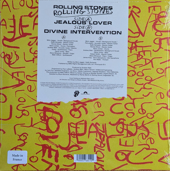 Image of Back Cover of 10" - EX/EX - THE ROLLING STONES, Jealous Lover (Rolling Stones Records; 5768410, Worldwide 2026, Green Vinyl), Opened Instore, Still In Shrinkwrap,  - 4046010S