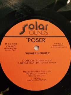 Image of Label Cover of LP - VG/VG+ - POSER, Higher Heights (Solar Sounds; HH 007, Canada 1985, Carl Jacobs on backing vocals), ,  - 4046031S
