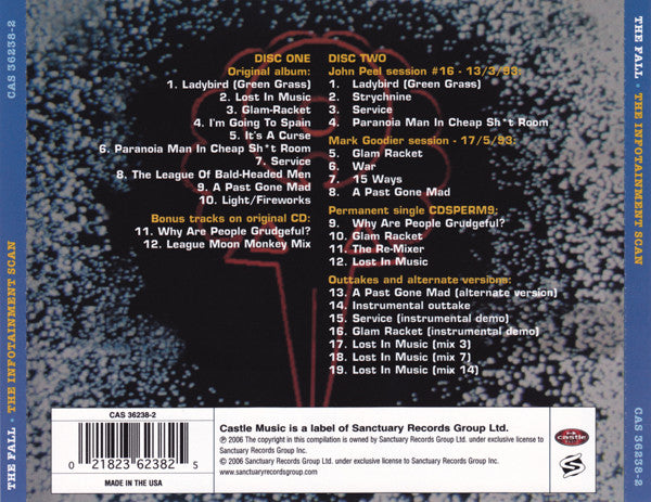 Image of Back Cover of 2xCD - VG+/VG+ - THE FALL, The Infotainment Scan (Castle Music; CAS 36238-2, US 2006), ,  - 4056019S