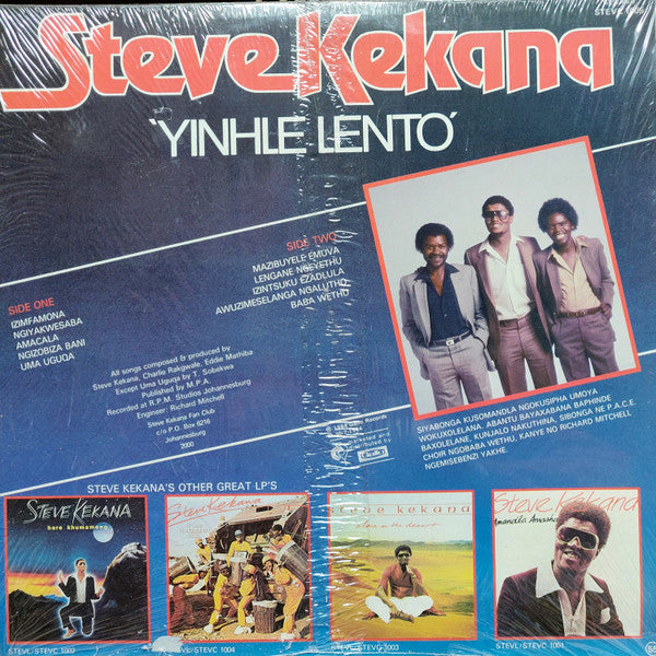 Image of Back Cover of LP - VG/VG - STEVE KEKANA, Yinhle Lento (Gallo; STEVL 1005, Zimbabwe 1984), Vinyl has some light hairlines. Sleeve has bend/crease.,  - 4026003E