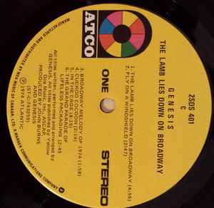 Image of Label Cover of 2xLP - G+/VG - GENESIS, The Lamb Lies Down On Broadway (ATCO Records Yellow Label; 2 SDS-401, Canada 1974, Gatefold, 2 Inserts), Spine Damage,  - 4026033E