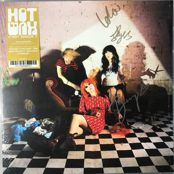Image of Front Cover of LP - VG+/VG+ - HOTWAX, Hot Shock (Marathon Artists; MA0433LP3, UK & Europe 2025, Inner, 'The Alfie Edition' Blonde Gold Vinyl), SIGNED by full band, Still in opened stickered shrinkwrap,  - 4046022S