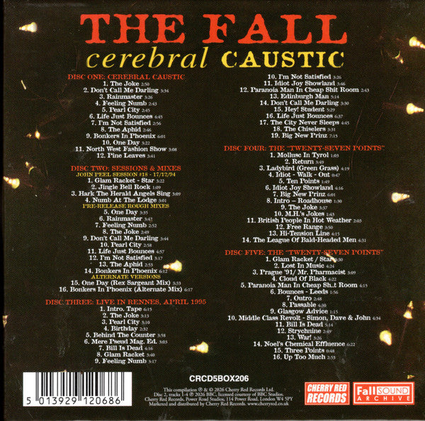 Image of Back Cover of 5xCD - VG+/VG+ - THE FALL, Cerebral Caustic (Cherry Red; CRCD5BOX206, UK 2026, Box Set, Booklet), ,  - 4036007E