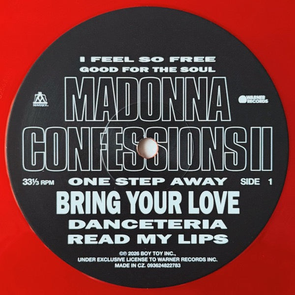 Image of Label Cover of LP - VG+/VG+ - MADONNA, Confessions II (Maverick; 093624822783, Worldwide 2026, Inner, Poster, Translucent Red Vinyl), Still in opened shrinkwrap with hype sticker. Sleeve has a corner crease.,  - 3916553C