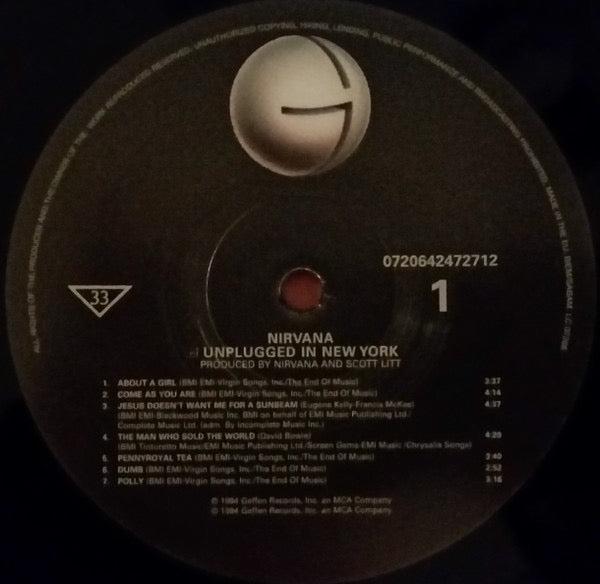 Image of Label Cover of LP - EX/VG+ - NIRVANA, MTV Unplugged In New York (Geffen Records; 0720642472712, Europe Reissue, Inner, MPO 26), Still In Opened Shrinkwrap,  - 3916559C