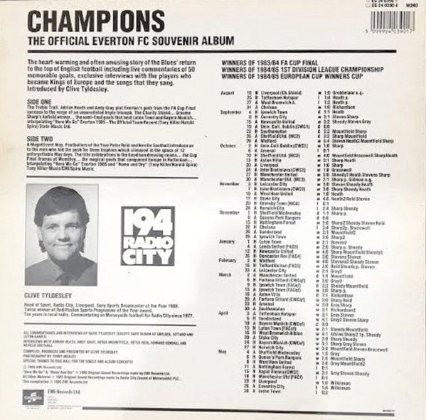 Image of Back Cover of LP - VG/EX - EVERTON F.C., Champions - The Official Everton FC Souvenir Album (Columbia; EG 2403901, UK 1985), ,  - 4026013E