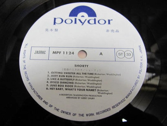 Image of Label Cover of LP - VG/VG+ - SHORTY, Shorty (Polydor; MPF 1124, Japan 1978, Missing the insert, Missing the OBI), ,  - 4026014E