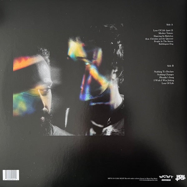 Image of Back Cover of LP - EX/VG+ - MGMT, Loss Of Life (Mom + Pop; MP731, UK, Europe & US 2024, Gatefold, Inner, Tangerine Vinyl), Still In Opened Shrinkwrap With Hype Sticker,  - 4016046C