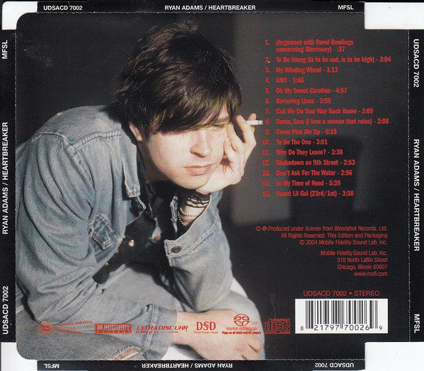 Image of Back Cover of CD - VG+/EX - RYAN ADAMS, Heartbreaker (Mobile Fidelity Sound Lab; UDSACD 7002, US 2004), , SACD - 4056038S