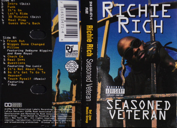 Image of Front Cover of Cassette - VG/VG - RICHIE RICH, Seasoned Veteran (Def Jam Music Group; 314 533 471-4, US 1996), ,  - 4056059S