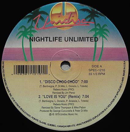 Image of Front Cover of 12" - /VG - NIGHTLIFE UNLIMITED, Nightlife Unlimited EP (Unidisc; SPEC-1210, US ), Strong VG with hairline marks only, plays VG+,  - 4046074S